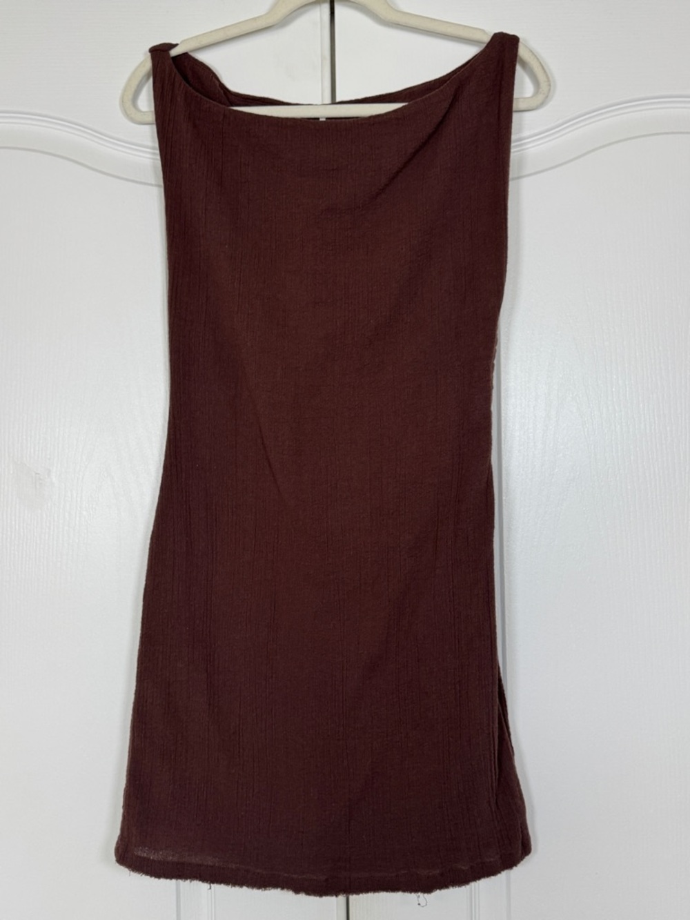 Free People Brown Gauze Cotton Mini Dress Side Button Detail Sleeveless SP